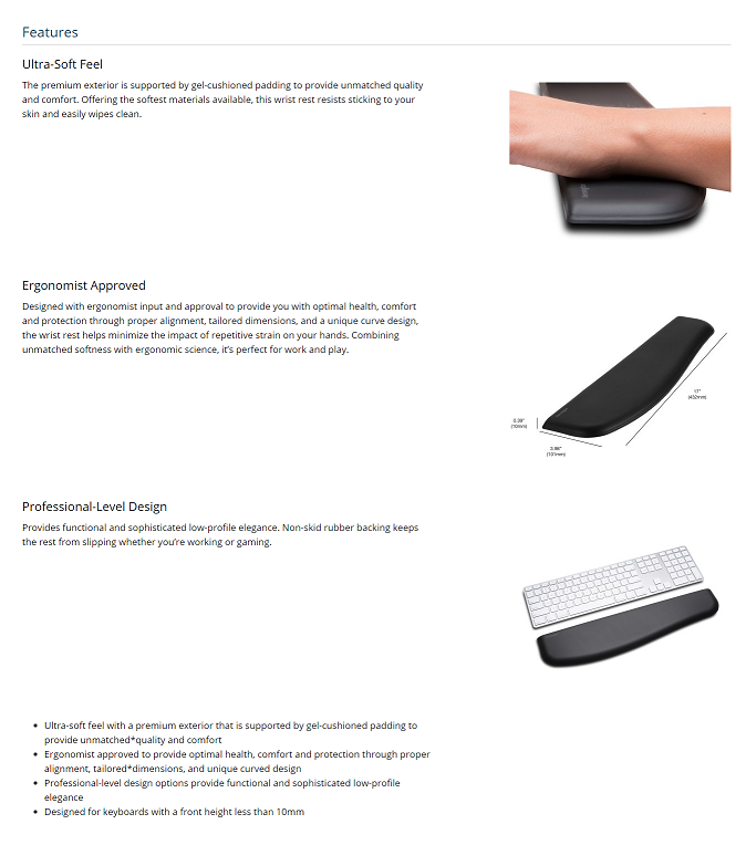 Kensington ErgoSoft™ Wrist Rest for Slim Keyboards 52800