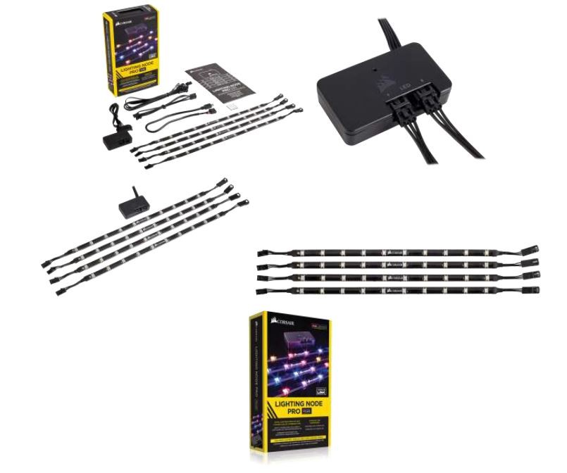 Corsair Lighting Node Pro With 4x Rgb Led Strips And Controller 2x Rgb Fan Hub Cl 9011109 Ww