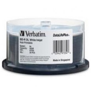 Verbatim  Bd-r Dl 50gb 6x Wide White Inkjet 25pk Spindle 97334