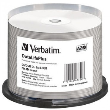 Verbatim Dvd+rdl 8.5gb 50pk Wide Thermal Print 8x 43754