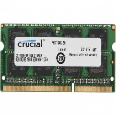 Crucial 8gb Ddr3l Notebook Memory 1600mhz 1.35v/ 1.5v Life Wty Ct102464bf160b-hs