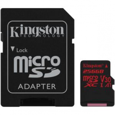 Kingston 256gb Mircosdxc Canvas React 100r/80w U3 Uhs-i V30 A1 Card Sdcr/256gb