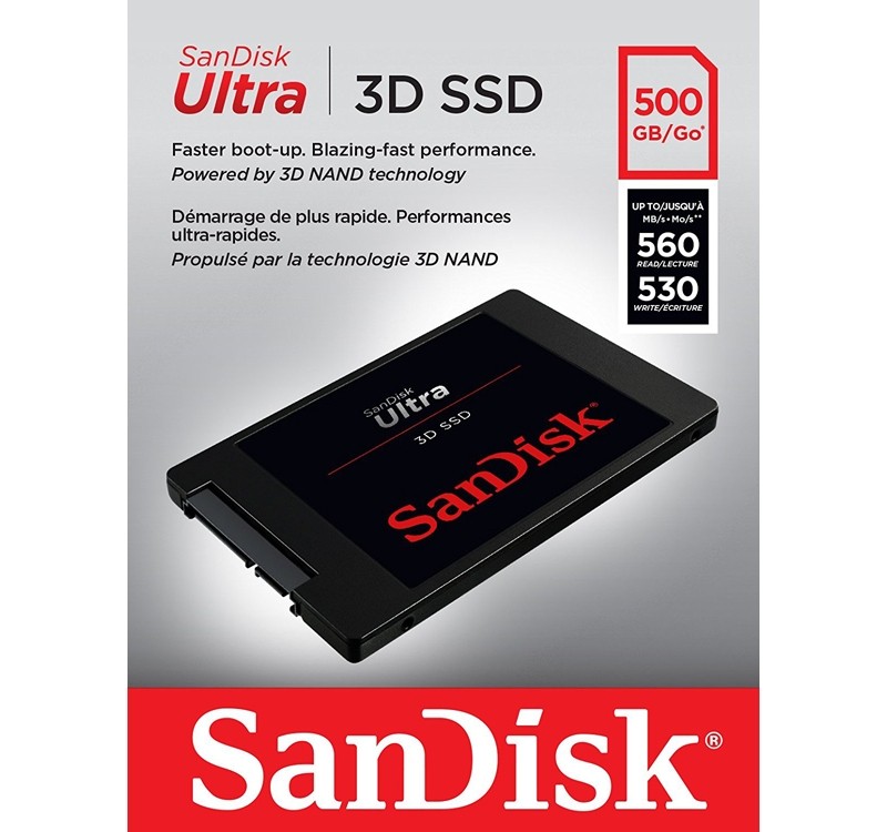 SanDisk 500GB Ultra 3D Nand SATA III 2.5" SSD 560MB/s Read ...