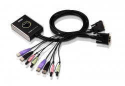 Aten Petite KVM | CS682 2-Port USB DVI KVM with audio 1.2m Cable and Remote Port Selector 006.008.0118