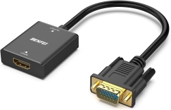 Benfei Hdmi To Vga, Uni-Directional Hdmi Computer To VGA Monitor Adapter (Female To Male) With 3.5mm Audio Jack ELEBEN272BK