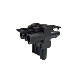 Elsafe: T Connector 1 Male/ 2 Female Black 150605