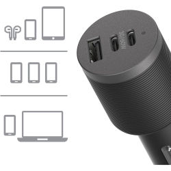 OtterBox 72W Usb-c Triple Port Premium Pro Fast Car Charger - Black (78-80899),1x Usb-a (12W), 2x Usb-c (30W),Fast-Charging For Samsung & IPhone 78-80899