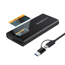 Simplecom SE530 NVMe / Sata M.2 SSD To Usb-c Enclosure With Smart LED Screen USB 3.2 Gen 2 10Gbps SE530