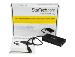 Startech.Com USB-C (T/Bolt3) Multiport Adapter, 4K HDMI, USB(2), RJ45, Single Display, 48W DKT30CHPD
