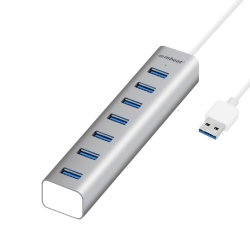 Mbeat® 7-Port USB 3.0 Powered Hub - USB 2.0/1.1/Aluminium Slim Design Hub With Fast Data Speeds (5Gbps) Power Delivery For Pc And Mac Devices Weight: MB-HUB768