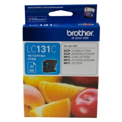 Brother Lc-131C Cyan Ink Cartridge - To Suit Dcp-J152W/J172W/J552Dw/J752Dw/Mfc-J245/J470Dw/J475Dw/J650Dw/J870Dw - Up To 300 Pages LC-131C