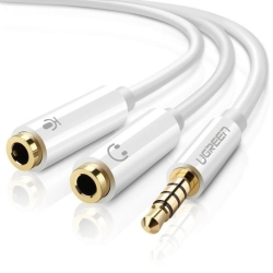 Ugreen 3.5mm Male To Dual 3.5mm FemaleHeadset Splitter White (10789) ACBUGN10789