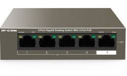 Ip-Com ( G1105P-4-63W ) 5-Port Gigabit Unmanaged Switch, 4-Port PoE, Std/Vlan Mode, Fanless, 6KV Lighting Protection, PoE Budget 58W G1105P-4-63W