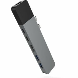 HyperDrive Net Gn28N-Gray 6 Port(s) Dual USB Type C Docking Station For MacBook - Space Gray - 4K @30Hz - 3840 X 2160 - 4 X USB Ports - 2 X USB 3.0 - 2 X USB Type-A Ports - USB Type-A - 2 X USB Type-C Ports - USB Type-C - 1 X Rj-45 Ports - Network (Rj-45