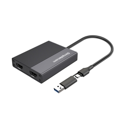 Simplecom DA369 USB 3.0 Or Usb-c To Dual 4K Hdmi 2.0 Display Adapter For 2x 4K@60Hz Extended Screens DA369