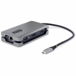 StarTech.com USB-C Multiport Adapter, 4K 60Hz HDMI/DP, 3-Port USB Hub, 100W Pd Pass-Through, GbE, Mini Docking Station, 1ft/30cm Cable - USB-C Multiport Adapter With Single-monitor 4K 60Hz HDMI 2.0b HDR10 Or DisplayPort 1.4 Video Via DP 1.4 Alt Mode - Tr
