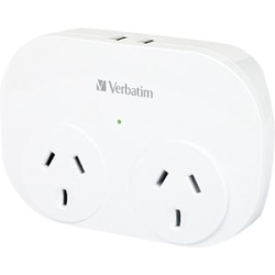 Verbatim Power Plug - 2 X Ac Power, 2 X USB Plug - 240 V Ac / 10 A - White 66595