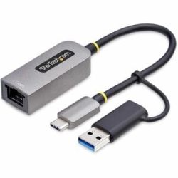 StarTech.com USB-C To To Ethernet Adapter With USB-A Dongle, 10/100/1000Mbps, USB 3.0 To Gigabit Network Adapter, Windows/macOS/Linux - Add An Ethernet Port To A USB-C Or USB-A Computer Supporting Up To Gigabit Speeds W/autonegotiation For 10/100/1000Mbp