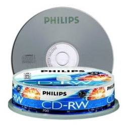 Philips Cdrw 1X-12X 80 Mins (Tube Of 10) BMDPHI12XCDRW10