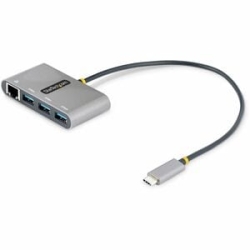 StarTech.com USB/Ethernet Combo Hub - USB 3.2 (Gen 1) Type C - Portable - Space Gray - Uasp Support - 3 Total USB Port(s)1 Network (Rj-45) Port(s) - Windows, IPadOS HB30C3A1GEA2