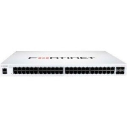 FortiSwitch 148F-Poe Layer 2 FortiGate Switch Controller Compatible PoE+ Switch With 48x 1G RJ45 And 4x 10G/1G Sfp+/Sfp Ports And 1x RJ45 Console Port. Ports 1 To 24 Support PoE+ With Maximum 370W PoE Output Limit. FS-148F-POE
