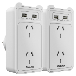 Huntkey Sac207 Smart Wall Charger With 2 Ac And 2 Usb Combined 2.4A (Twin Pack) Psuhunsac207Twin