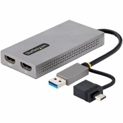 StarTech.com USB To Dual Hdmi Adapter, USB A/C To 2x Hdmi Displays (1x 4K30, 1x 1080p), USB 3.0 To Hdmi Converter, 4in/11cm Cable, Win/Mac - USB To Dual Hdmi Display Adapter Adds 1x 4K 30Hz + 1x 1080p Displays To A Laptop; Integrated Usb-a/usb-c Adapter