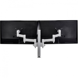 ATDEC AWM DUAL MONITOR ARM SOLUTION  COMBINING TWO 460MM ARTICULATING ARMS ON A 400MM POST WITH F CLAMP FIXING IN SILVER Awms-2-4640F-S