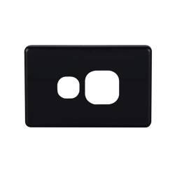 4C | Classic Single Power Point Polycarbonate Cover Plate - Black Colour 040.000.0058