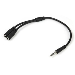 StarTech.com Slim Stereo Splitter Cable - 3.5mm Male To 2x 3.5mm Female - Cable For Audio Device, Headphone, Speaker, Cellular Phone, IPhone - First End: 1 X Mini-phone Stereo Audio - Male - Second End: 2 X Mini-phone Stereo Audio - Female - Splitter Cab
