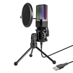 Simplecom UM650 USB Cardioid Condenser Microphone Gaming Rgb Lights With Tripod & Pop Filter M65
