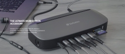 (LS)Verbatim 4K Usb-c Triple Monitor Docking Station - 70W Power Delivery 13-in-1, 2x Hdmi, 1x Vga, 4K 3840x2160p, 3x USB 3.0, 1x RJ45,1x 3.5mm Audio 66632