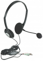 Manhattan Stereo Headset With Microphone And Volume Control Dual 3.5mm Jack (one Year Warranty)