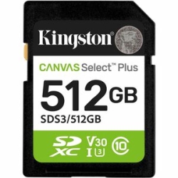 Kingston Canvas Select Plus 512 Gb Class 10/Uhs-I (U3) V10 Sdxc - 1 - 150 MB/s Read SDS3/512GB