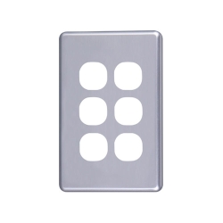 4C | Classic 6 Gang Switch Polycarbonate Cover Plate - Silver Colour 040.000.0046