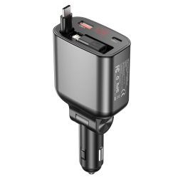 Choetech TC0033 105W Usb-c+usb-a Fast Car Charger With Stretchable Usb-c + Lightning Cables ELECHOTC0033