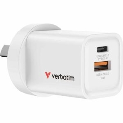 Verbatim 35 W Ac Adapter - Universal Adapter - 1 USB - 1 USB Type-C - For Tablet Pc, Smartphone, Gaming Console, Notebook - Australia - White 67015