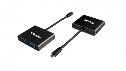 VOLANS Aluminium USB-C Multiport Adapter – Power Delivery – 4K HDMI – VGA – USB3.0 (VL-UCVH3C)