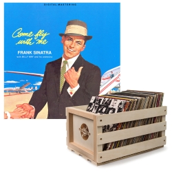 Crosley Record Storage Crate & Frank Sinatra - Come Fly With Me - Vinyl Album Bundle UM-3776149-B