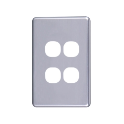 4C | Classic 4 Gang Switch Polycarbonate Cover Plate - Silver Colour 040.000.0044