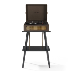 Crosley Voyager Bluetooth Portable Turntable + Turntable Stand Bundle - Cocoa CRIW8017BST-CO4