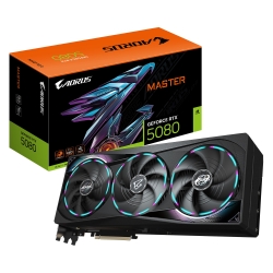 Gigabyte Aorus GeForce Rtx™ 5080 Master 16G, 2805 MHz, Cuda 10752, 30 Gbps, GDDR7, 256 Bit, Pci-e 5.0, Psu 850W, DisplayPort 2.1b X3 Hdmi 2.1b X1 GV-N5080AORUS M-16GD