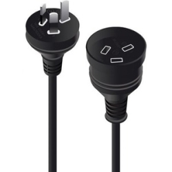 Alogic 3M Aus 3 Pin Mains Power Extension Cable Black Male To Female MF-PEXT-03-BLK