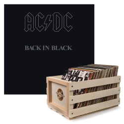 Crosley Record Storage Crate Ac/Dc Back In Black Vinyl Album Bundle SM-5107651-B
