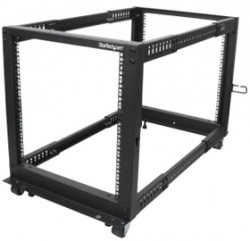 Startech 12u Adjustable Depth Open Frame 4 Post Server Rack Cabinet - Flat Pack W/ Casters/ Levelers