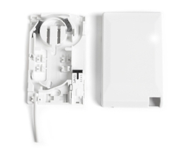 Fibre Wall Outlet Base Splice Tray, Shuttered, Sc/A Through Connectors, With Cover | White **Nbn SKU 10002863** 015.004.0099