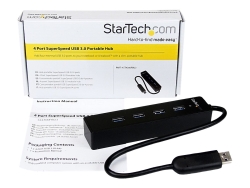 Startech 4 Port Portable Superspeed USB 3.0 Hub With Built-In Cable 2YR ST4300PBU3
