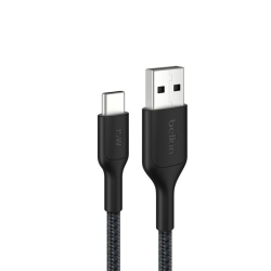Belkin BoostCharge Pro Braided Usb-c To Usb-a Cable (1M) - Black (CAB022fq1MBK), 3A/15W, 480Mbps, 350K+ Bends, Apple,USB-IF Certified,2 Years Warranty CAB022fq1MBK