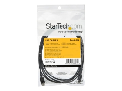 Startech 2M USB-C 2.0 Cable, Durable, 60W Passthrough, Black, Ltw RUSB2CC2MB