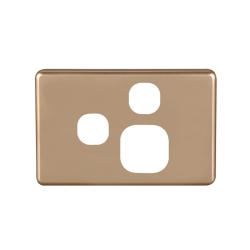 4C | Classic Single Power Point With Extra Switch Polycarbonate Cover Plate - Gold Colour *** 040.000.0039